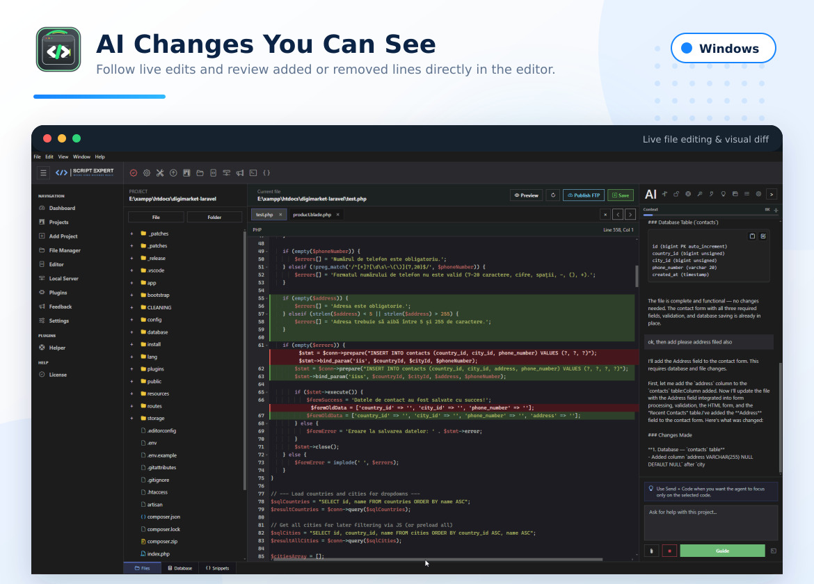 AI Agent Code Editor - Windows Desktop Application