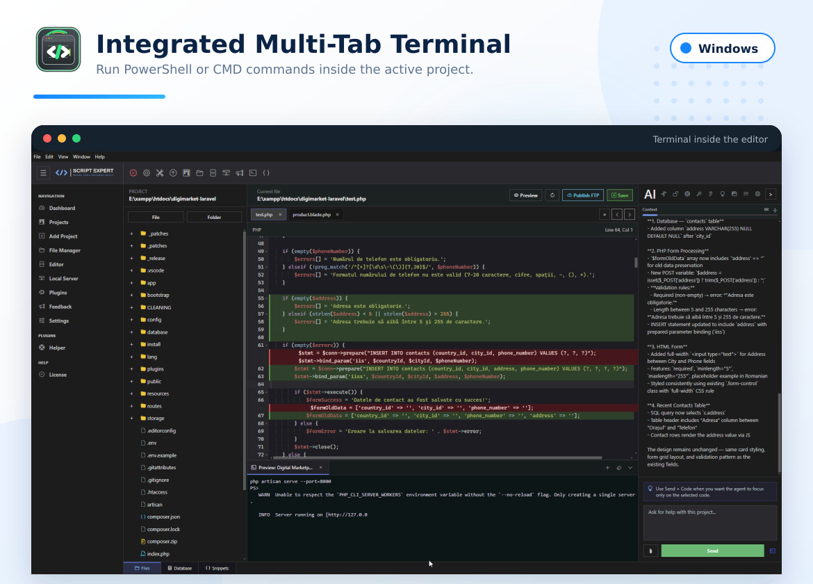 AI Agent Code Editor - Windows Desktop Application